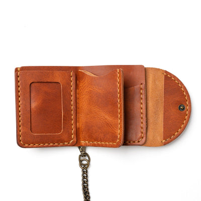 Leather Biker Wallet - English Tan Popov Leather