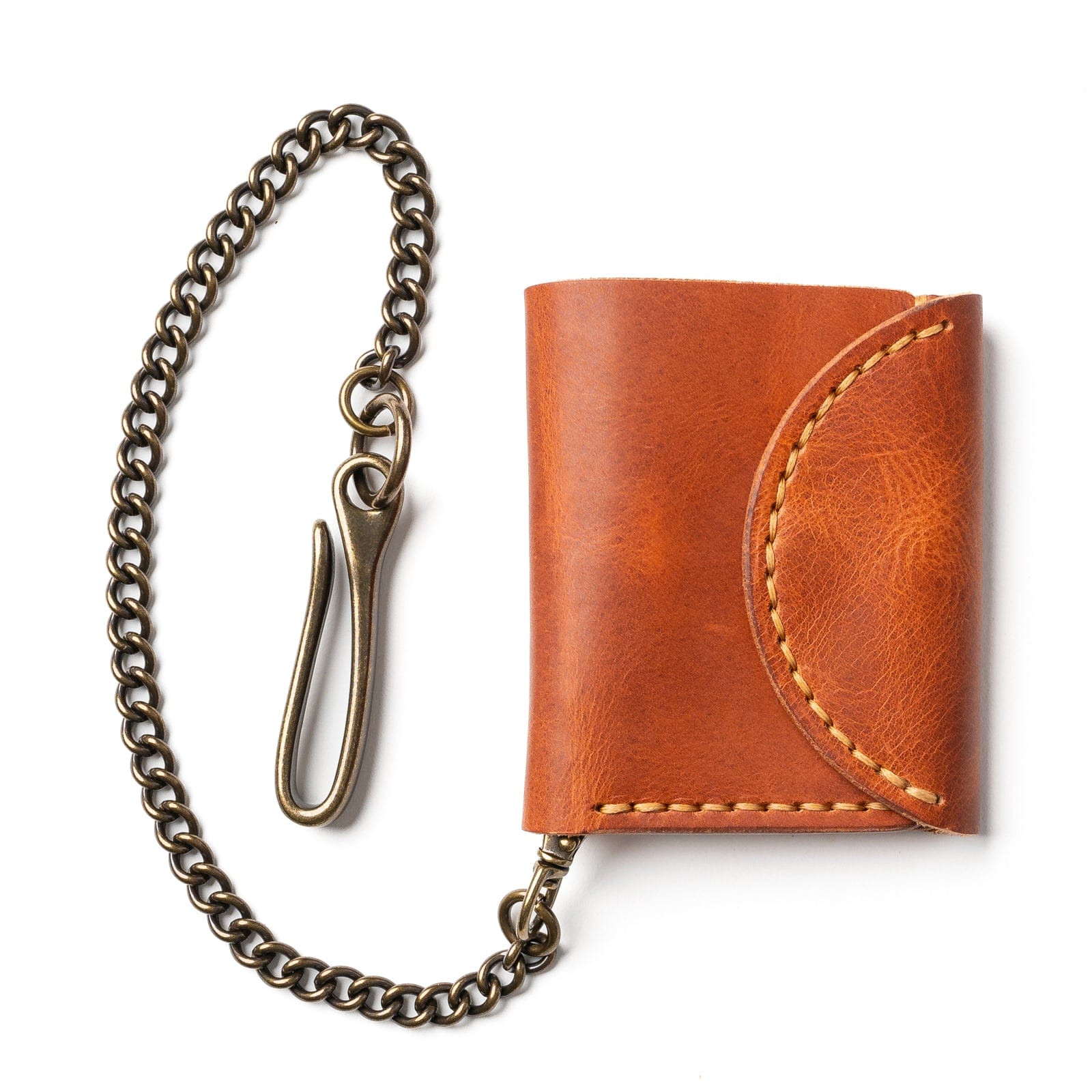 Men's RFID Blocking Leather Wallet - Tri-fold With Chain, Rustic Brown & Black