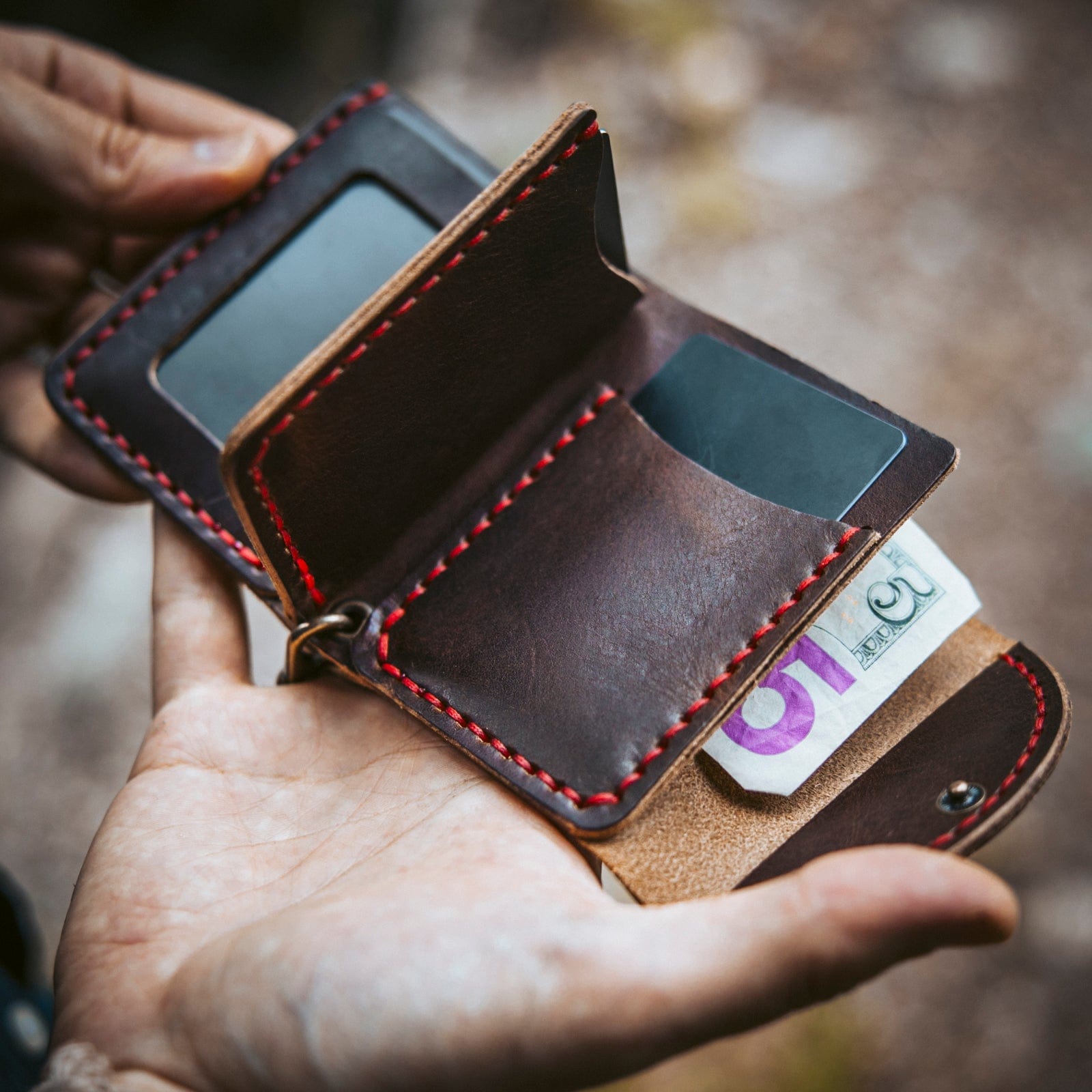 Leather Biker Wallet - Heritage Brown Popov Leather