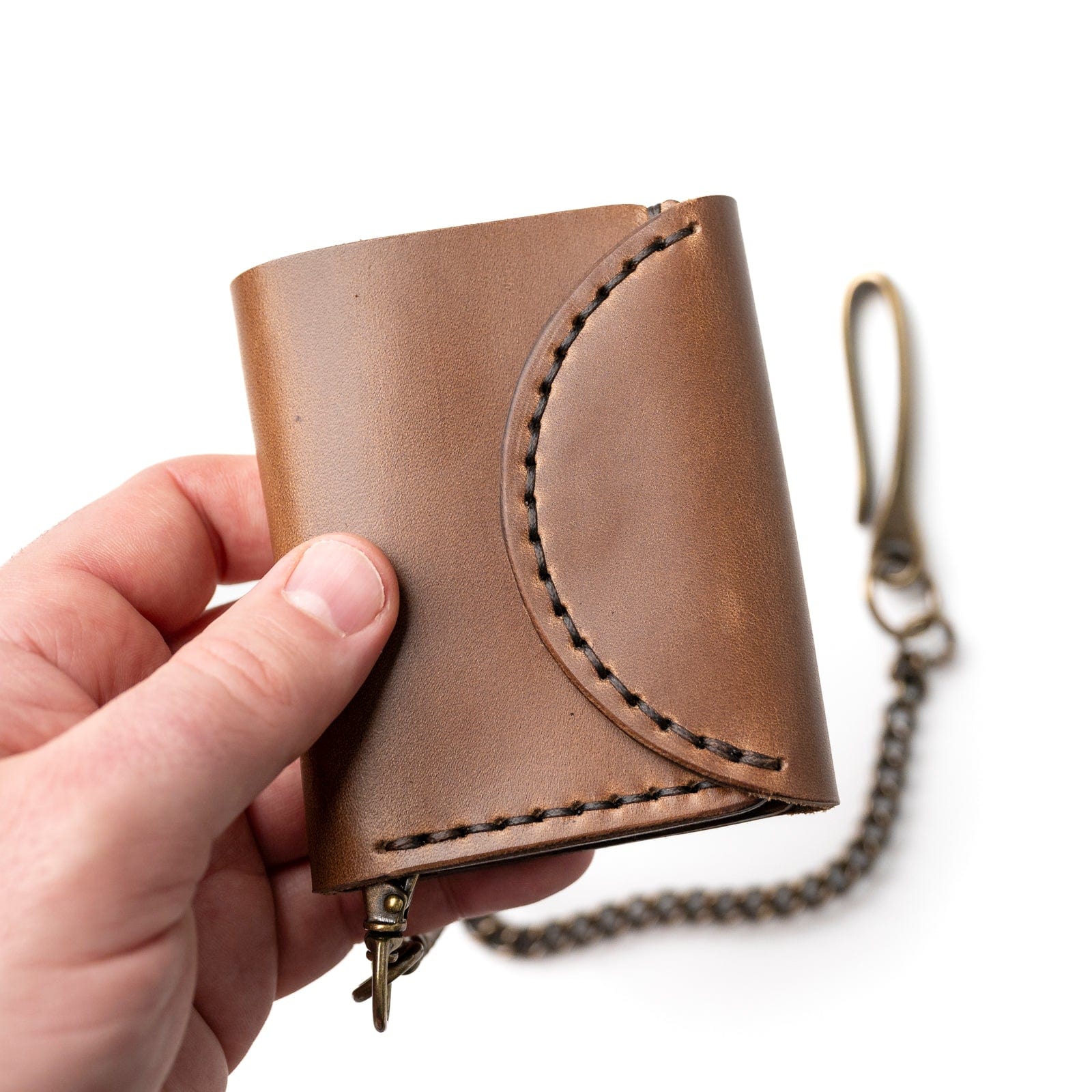 Leather Biker Wallet - Natural Popov Leather