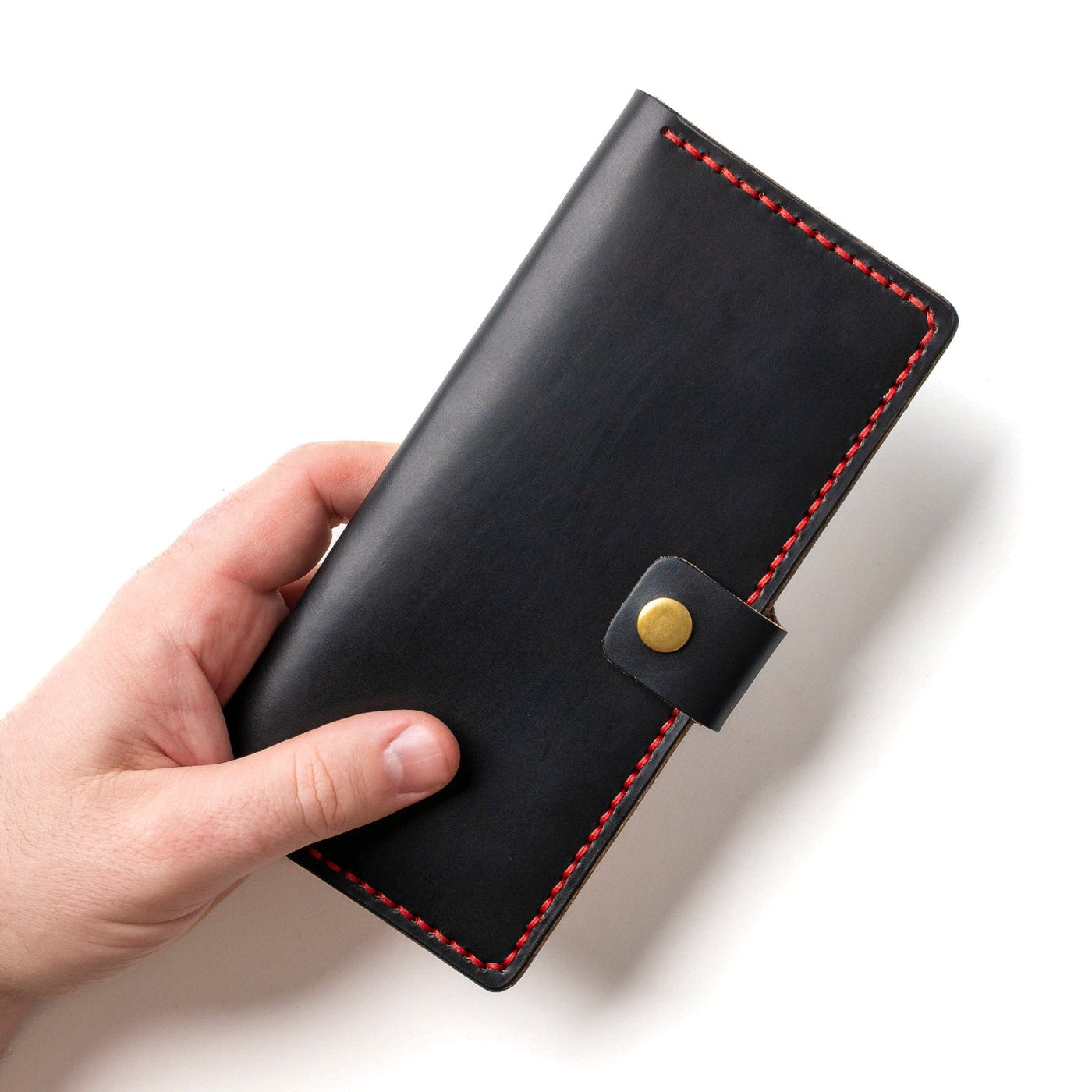 Leather Checkbook Wallet - Black Popov Leather