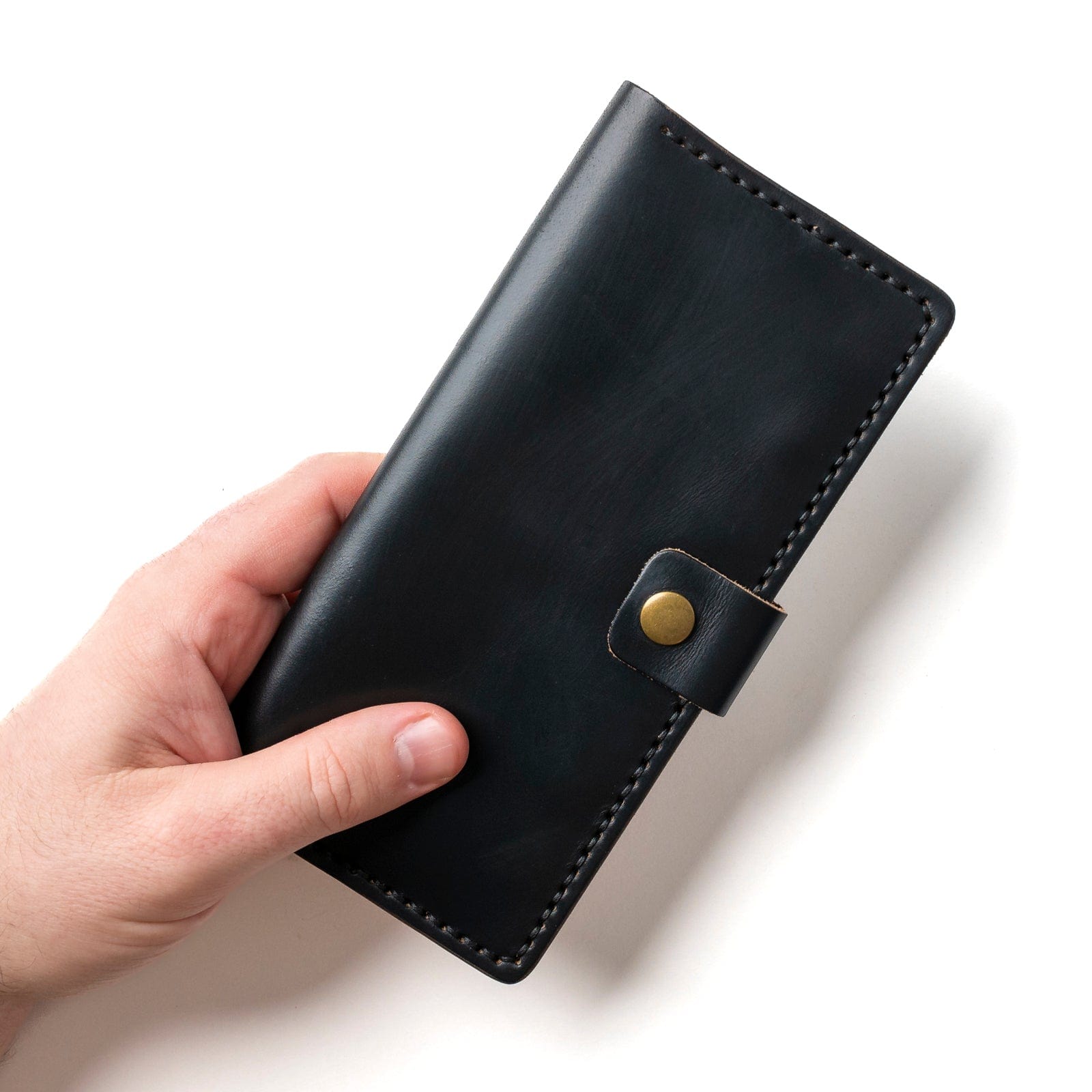 Leather Checkbook Wallet - Black Popov Leather