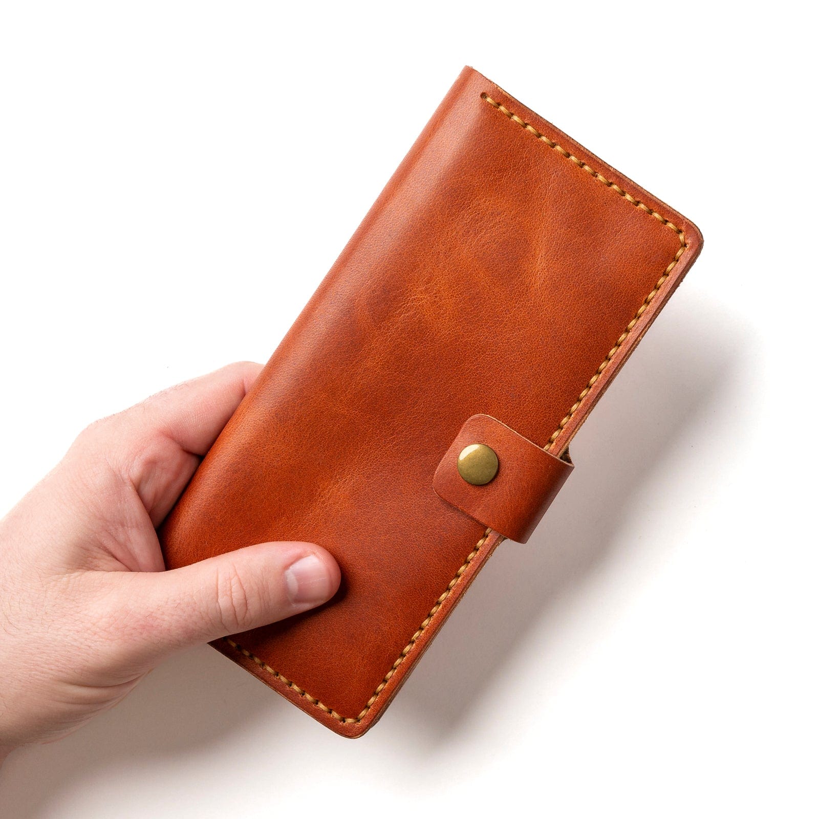 Leather Checkbook Wallet - English Tan Popov Leather