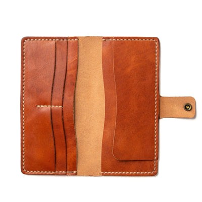 Leather Checkbook Wallet - English Tan Popov Leather