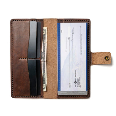 Leather Checkbook Wallet - Heritage Brown Popov Leather