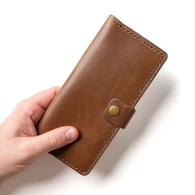Leather Checkbook Wallet - Natural Popov Leather
