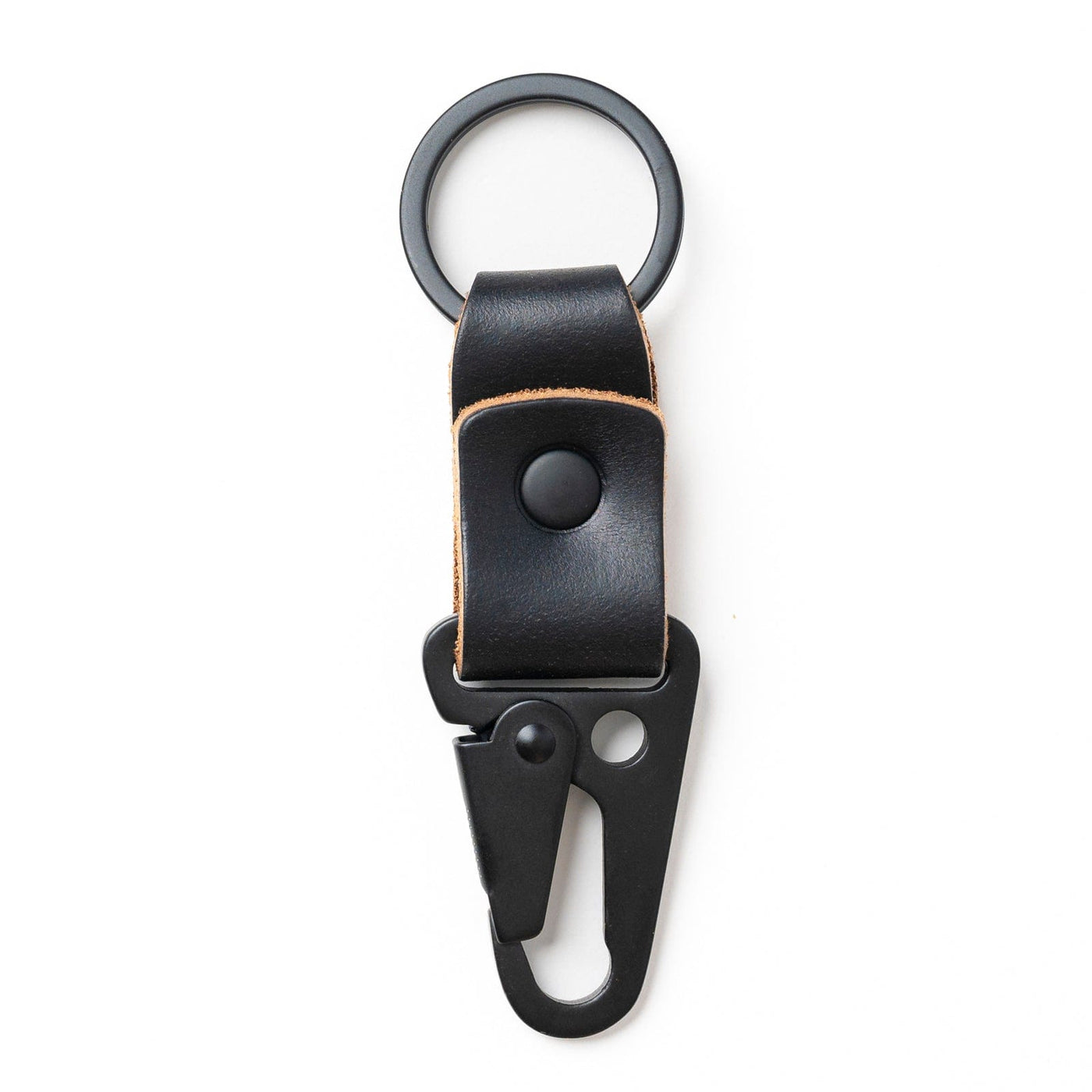 Leather Clip Keychain - Black Popov Leather