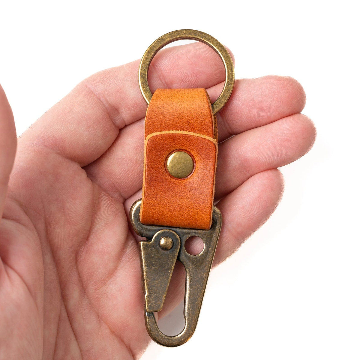 English Tan Clip Keychain Stylish & Functional Accessory Popov Leather®