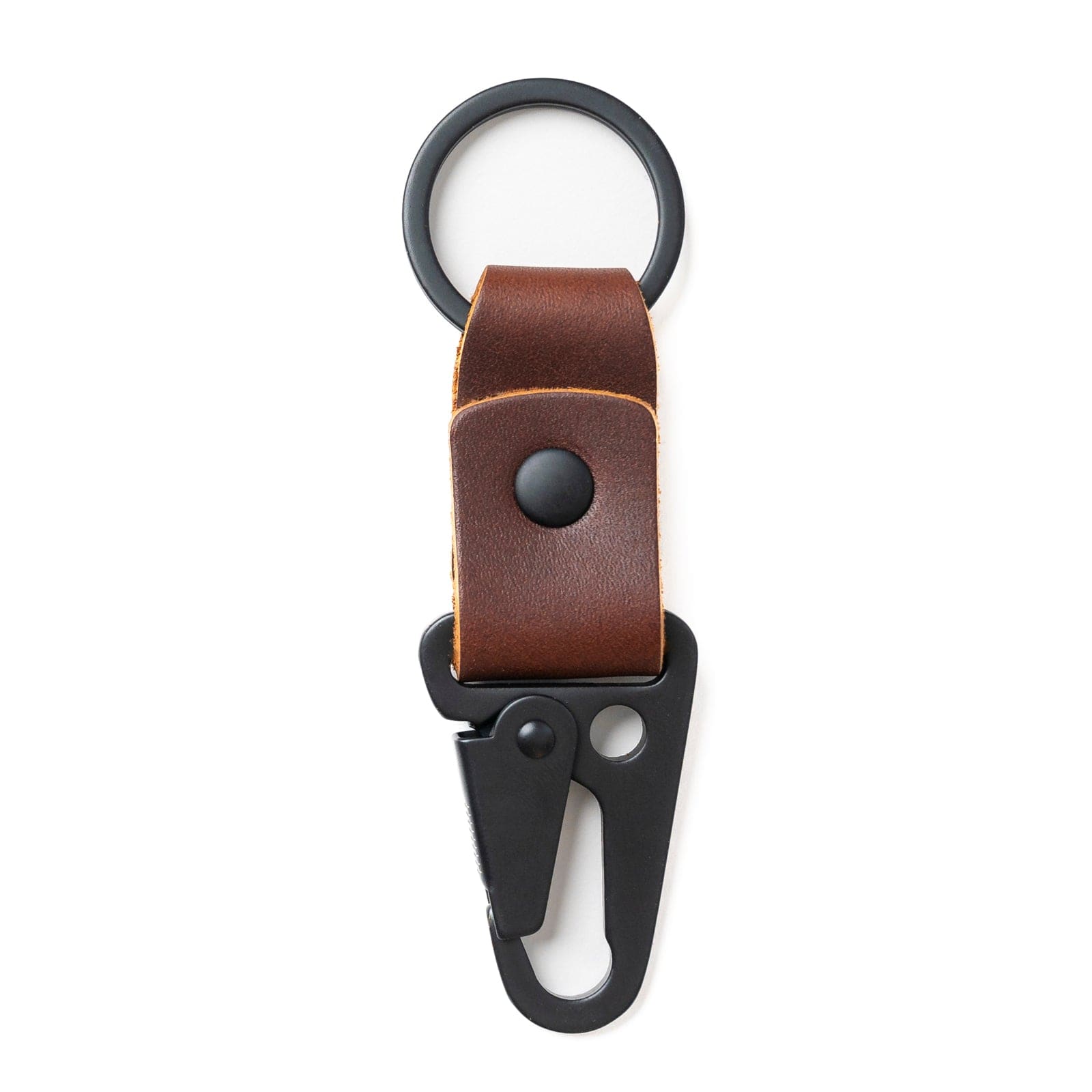 Leather Clip Keychain - Natural, Matte Black