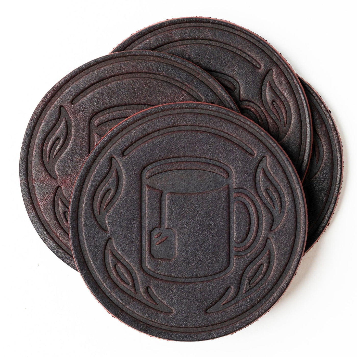 Leather Coasters 4 Pack - Tea - Oxblood Popov Leather®