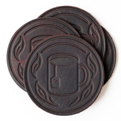 Leather Coasters 4 Pack - Tea - Oxblood Popov Leather®