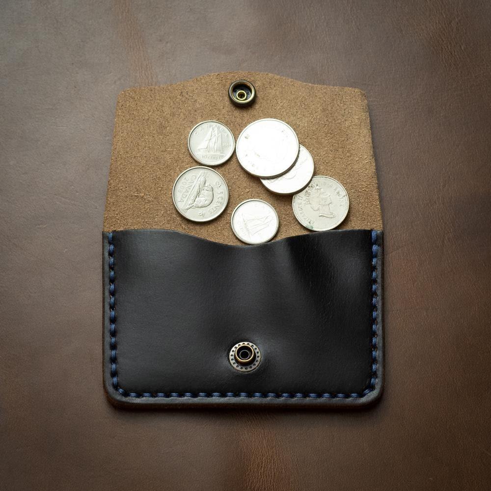 Mens Coin Purse - Leather - Snap Closure - Brown