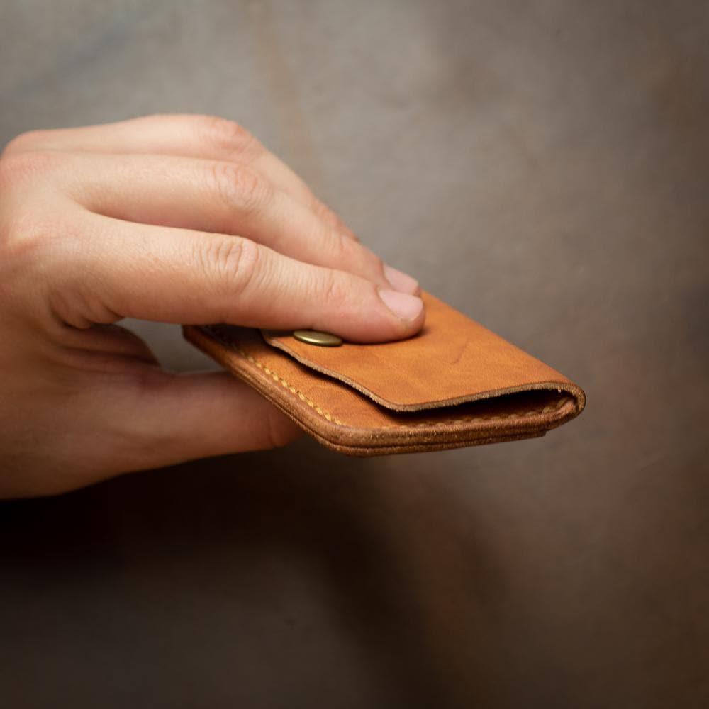 Leather Coin Wallet - English Tan Popov Leather