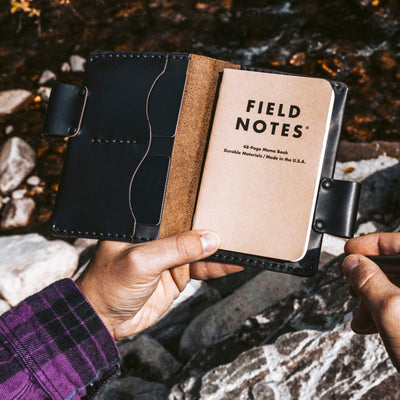 Leather Field Notes Cover - Black Popov Leather