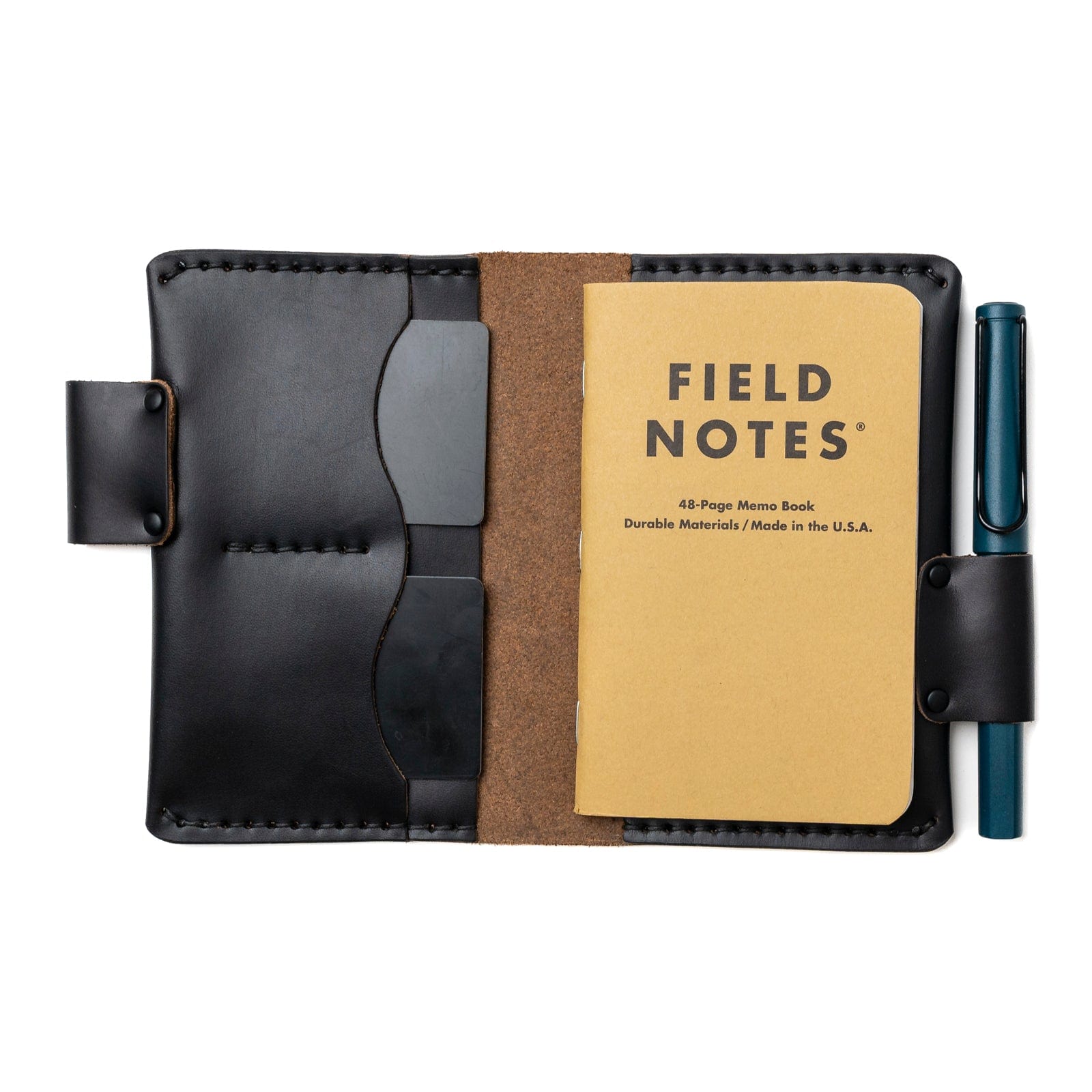 Leather Field Notes Cover - Black Popov Leather