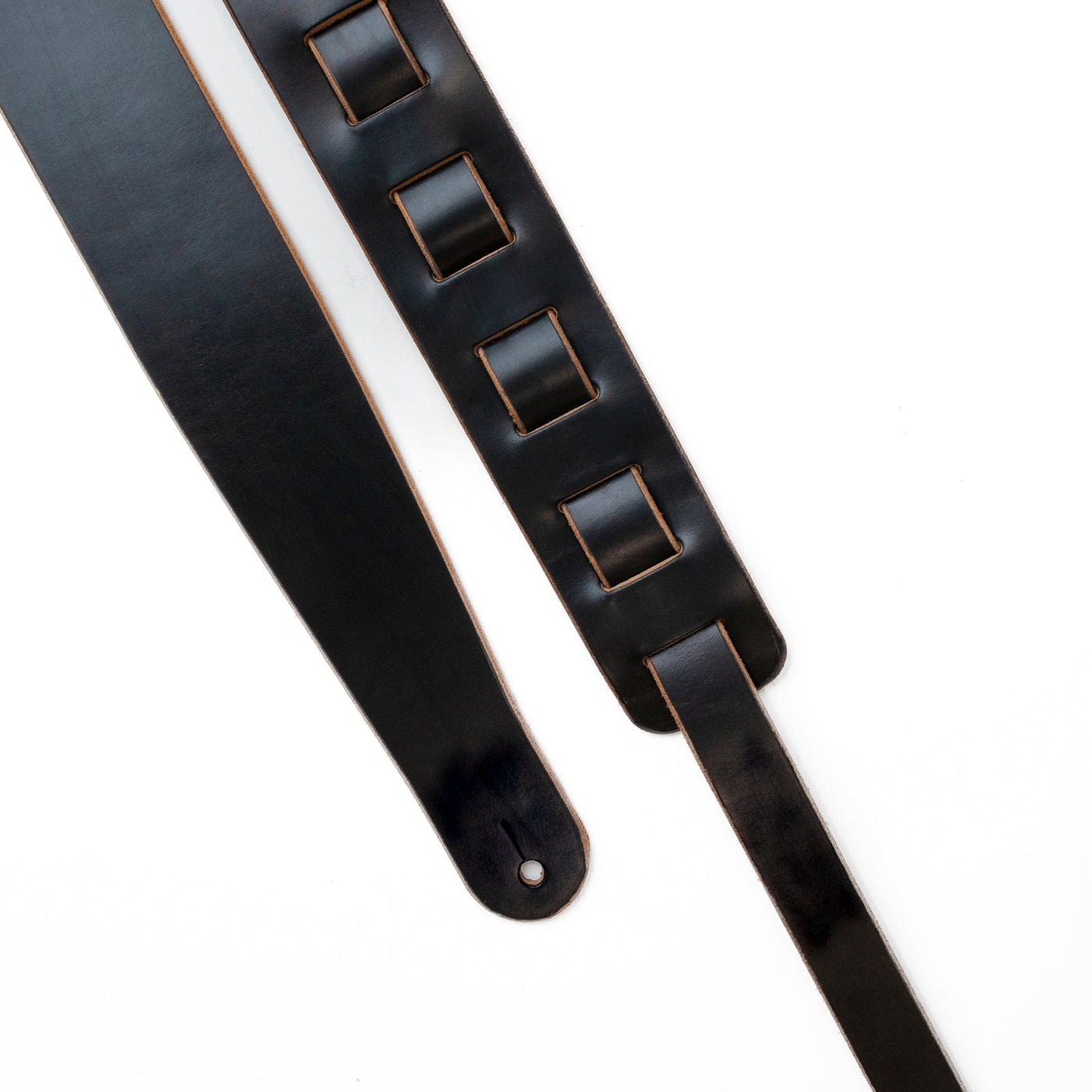 Leather Guitar Strap - Black Popov Leather