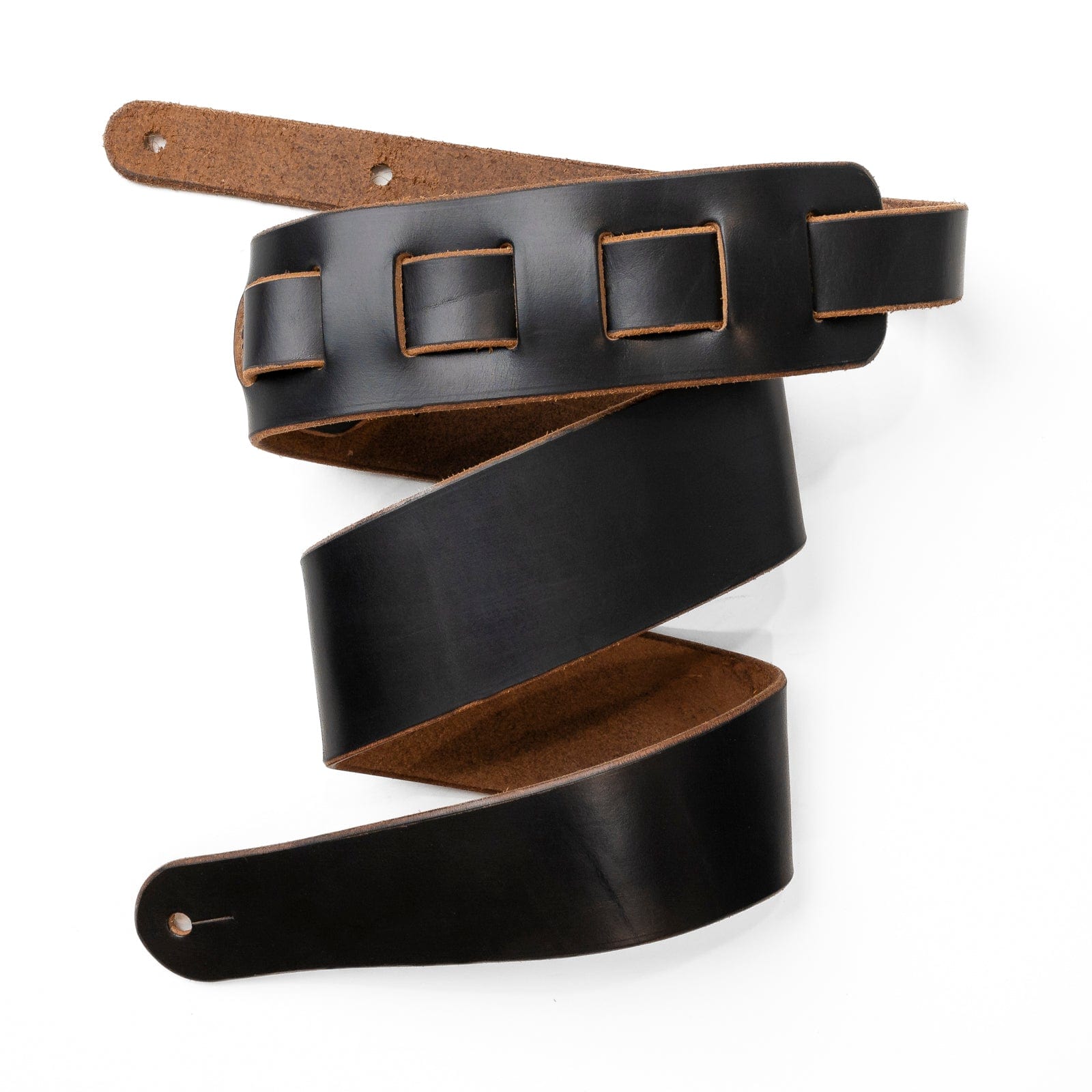 Leather Guitar Strap - Black Popov Leather