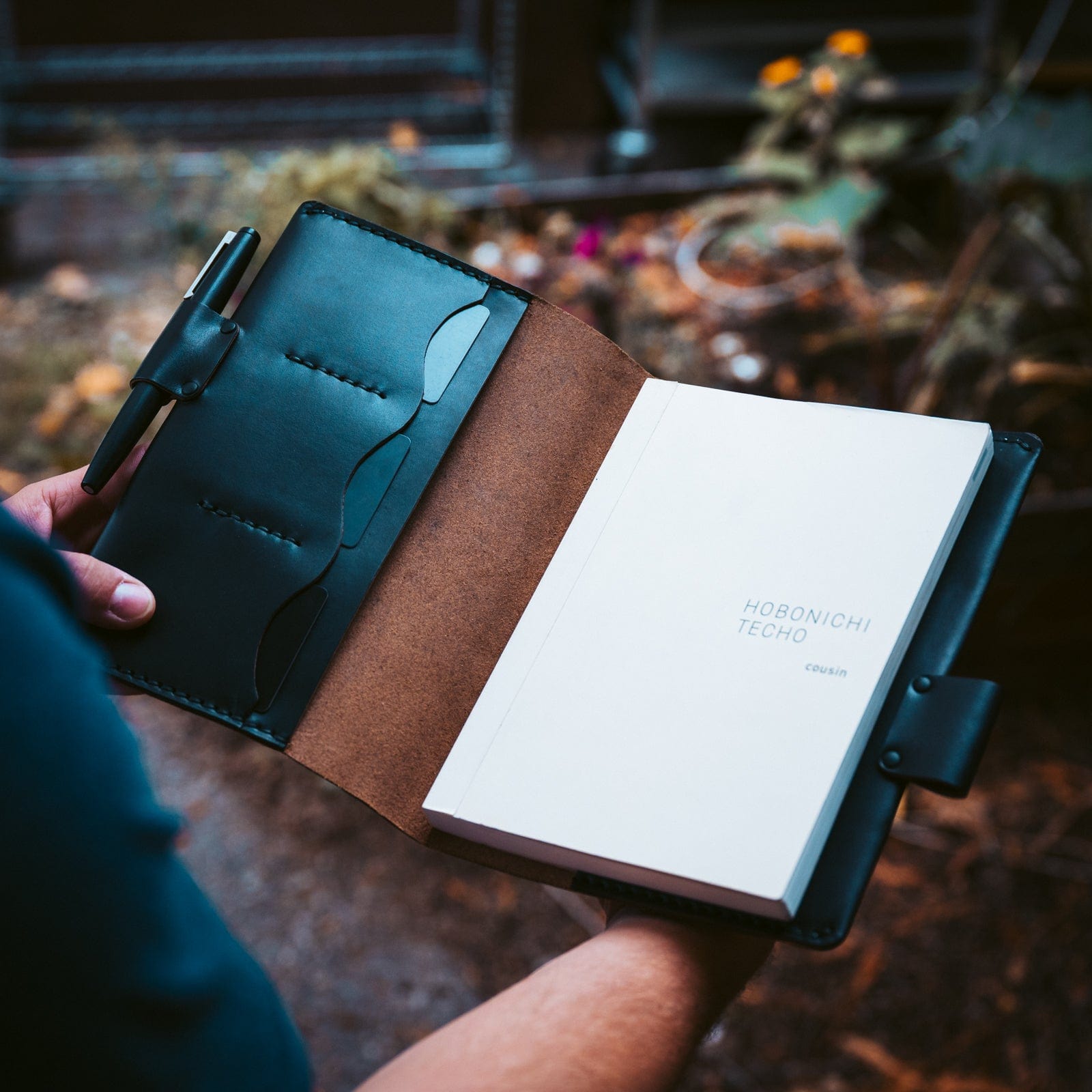 Leather Hobonichi Cousin A5 Notebook Cover - Black Popov Leather