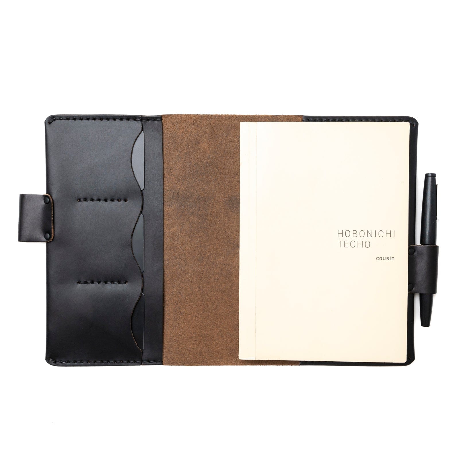 Leather Hobonichi Cousin A5 Notebook Cover - Black Popov Leather