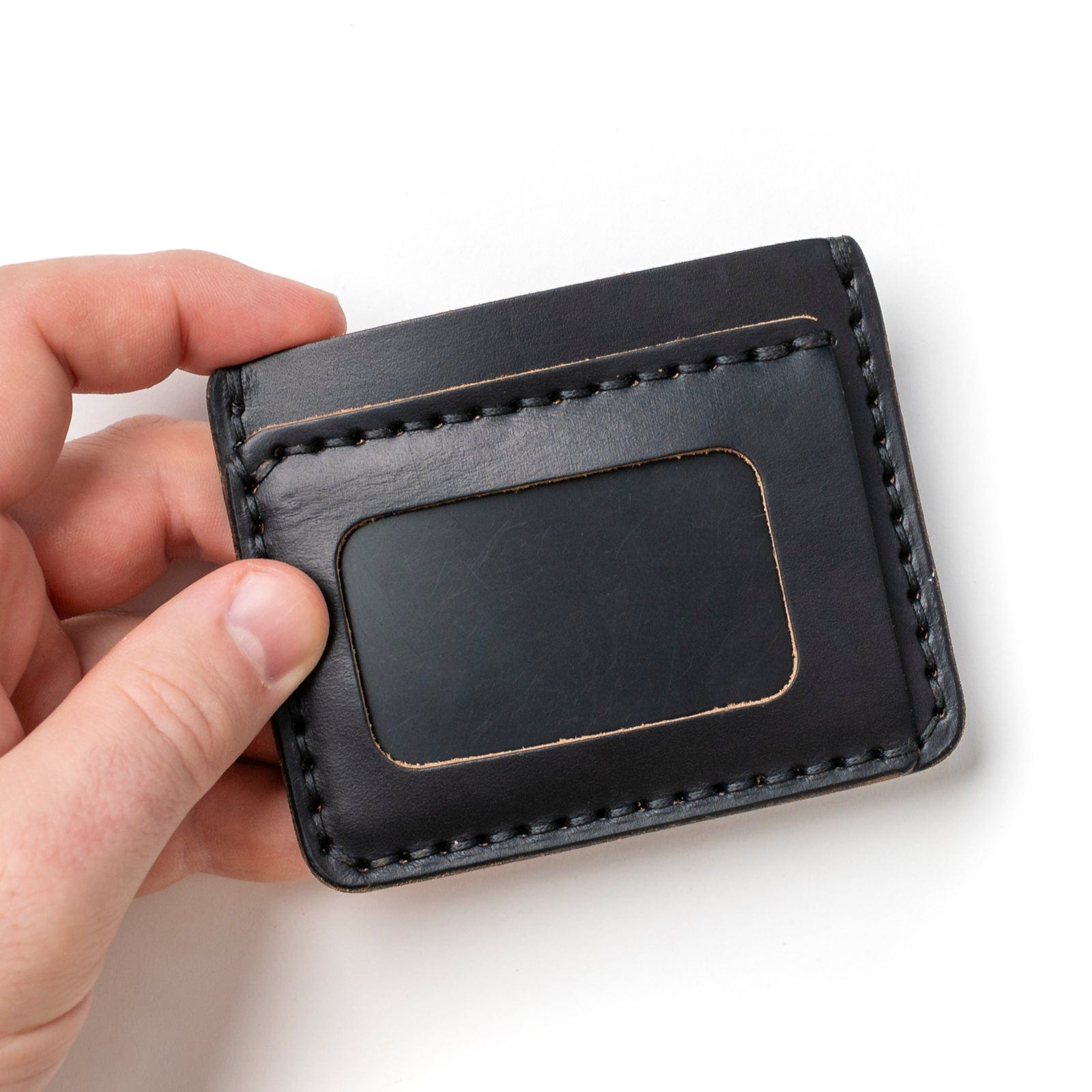 Leather ID Wallet - Black Popov Leather