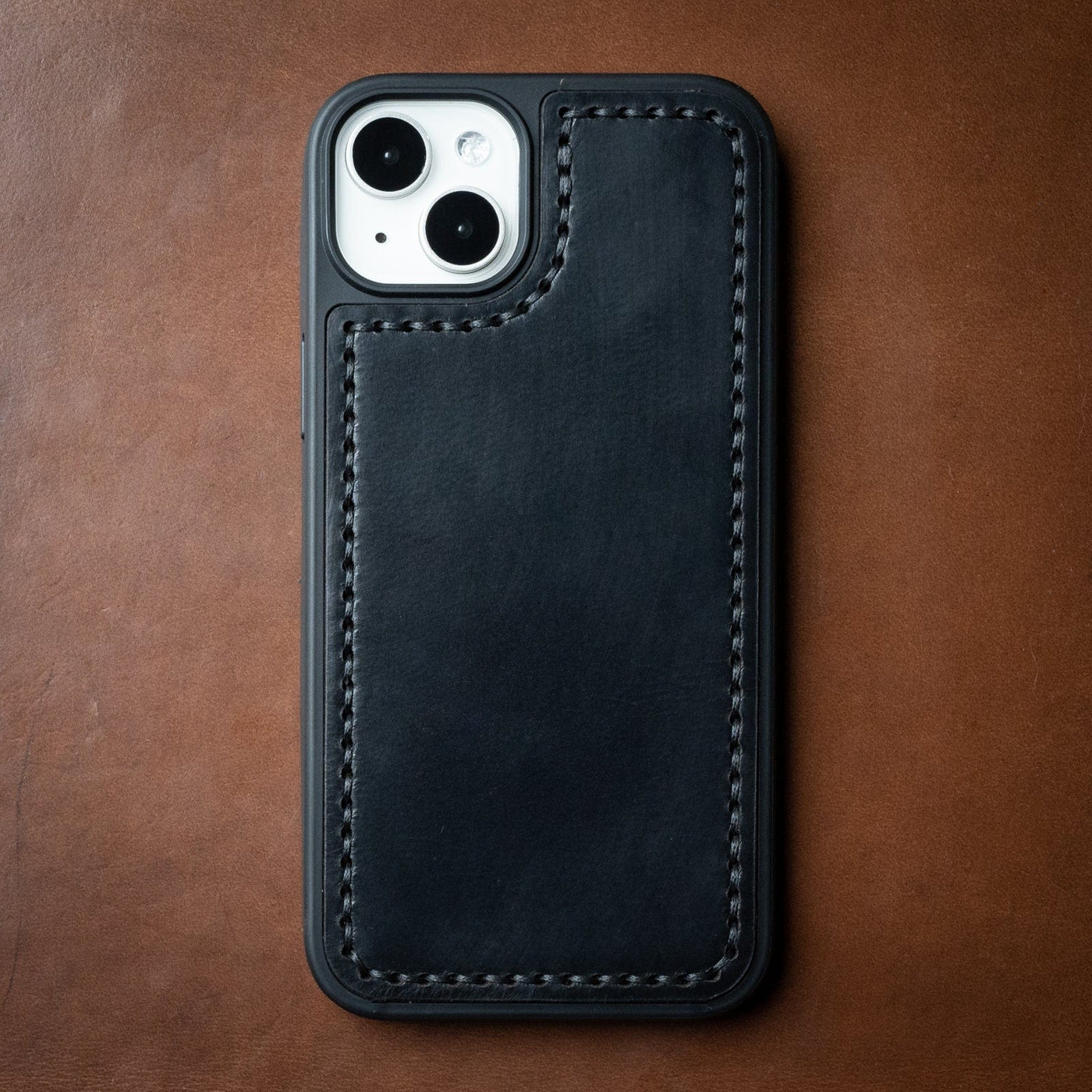 Leather iPhone 14 Case - Black Popov Leather