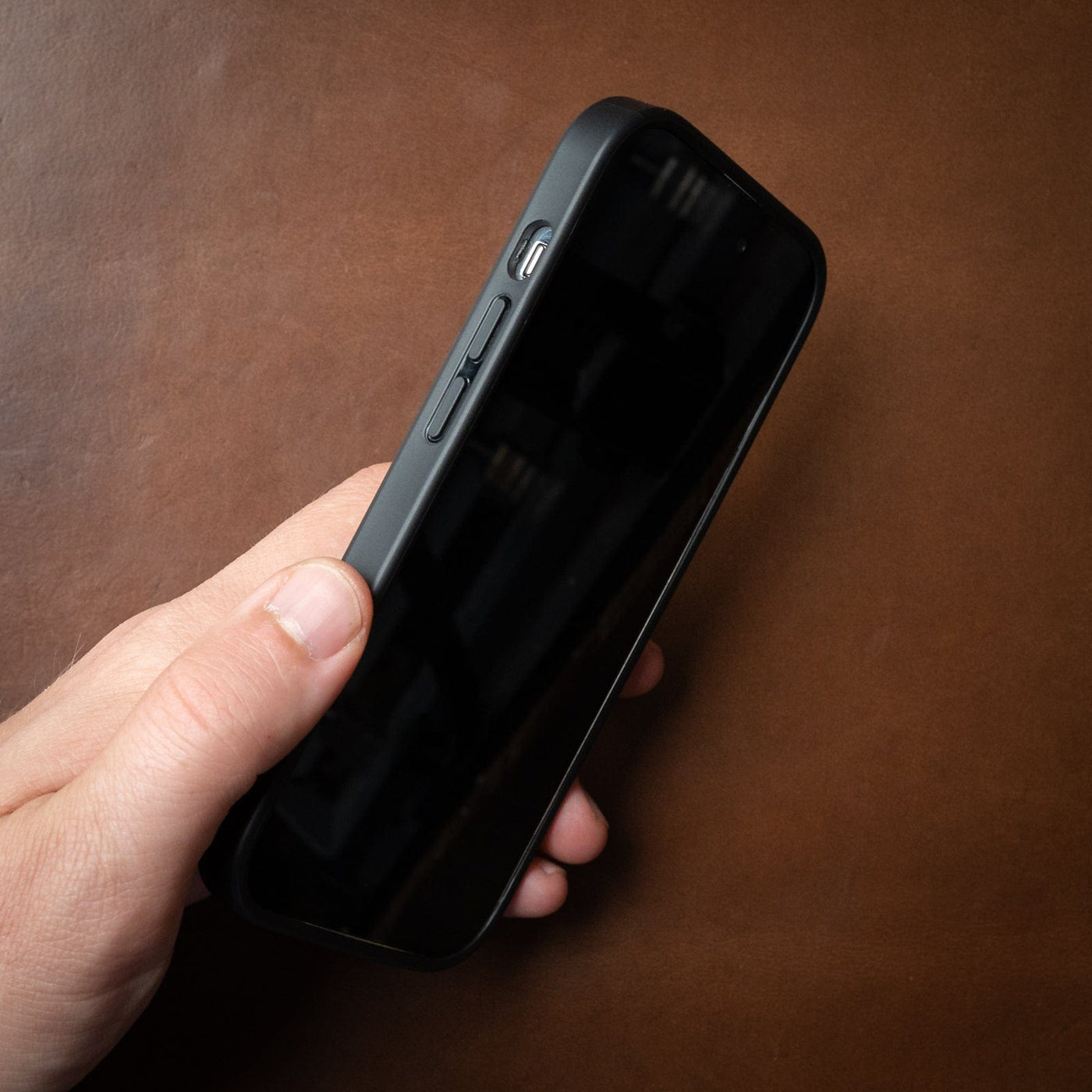 Leather iPhone 14 Case - Black Popov Leather