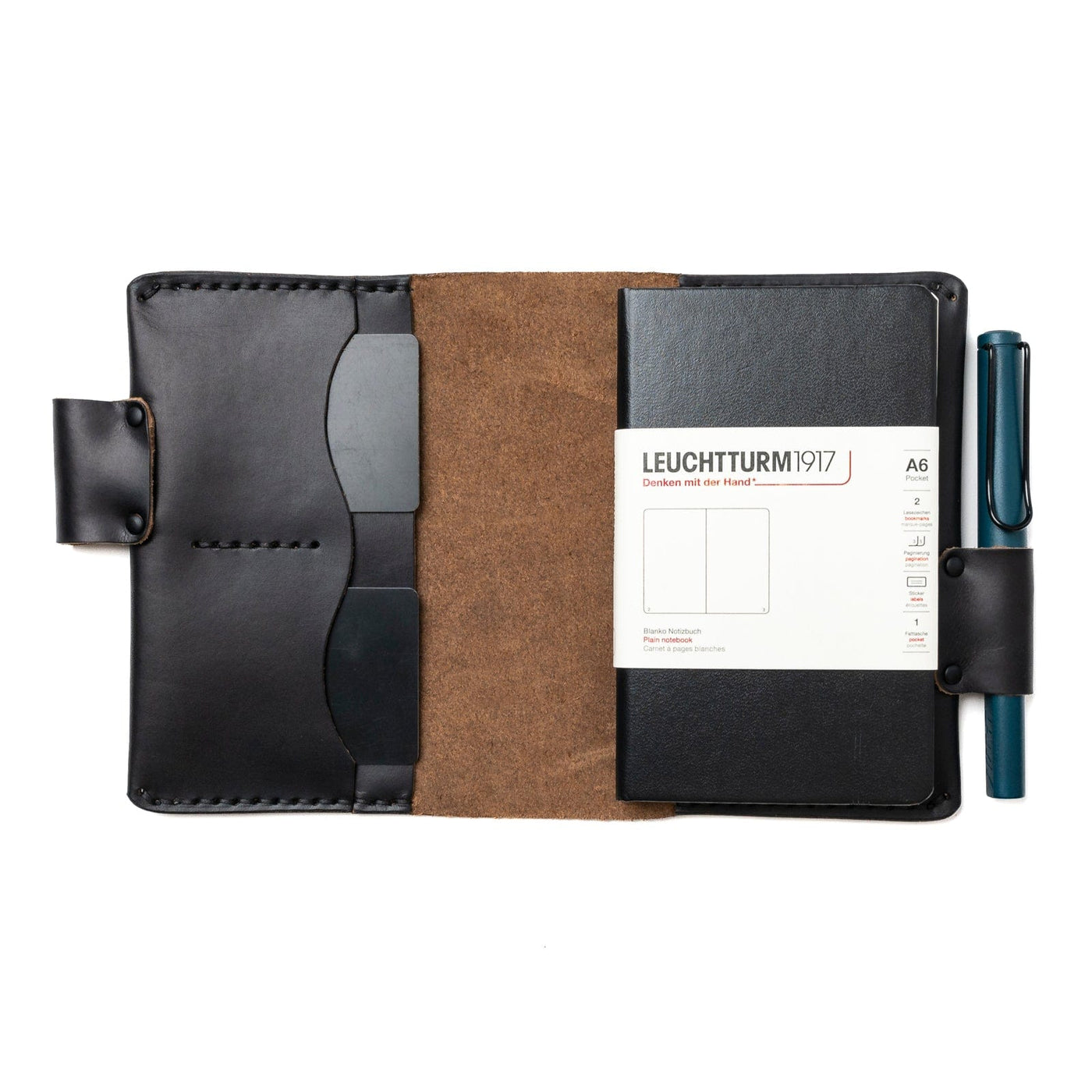 Leather Leuchtturm1917 A6 Notebook Cover - Black Popov Leather