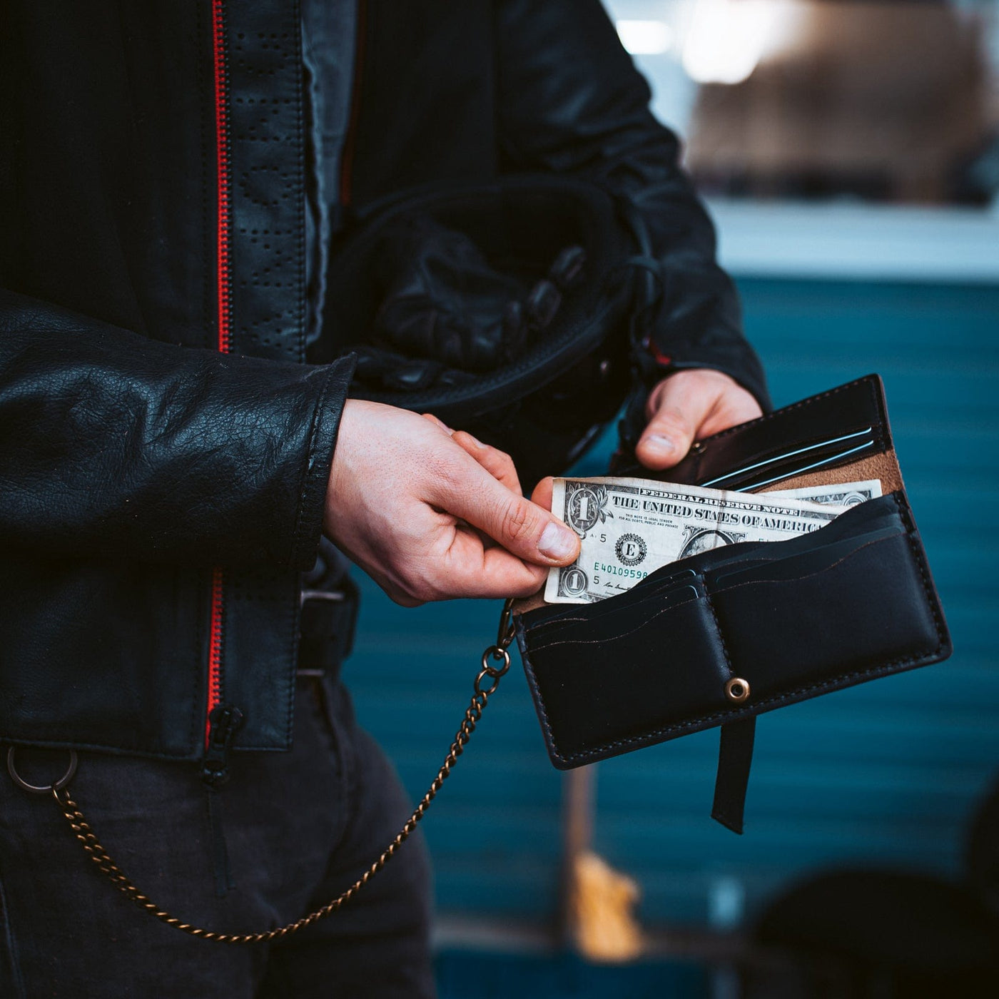 Leather Long Wallet - Black Popov Leather