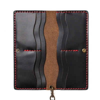 Leather Long Wallet - Black Popov Leather