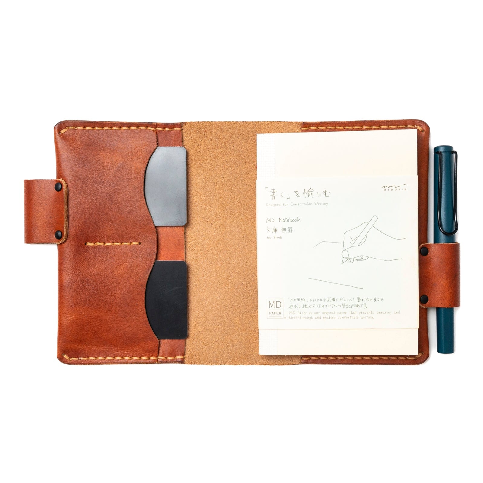 Leather Midori MD A6 Notebook Cover - English Tan Popov Leather