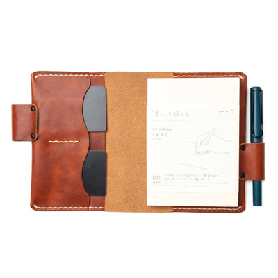 Leather Midori MD A6 Notebook Cover - English Tan Popov Leather