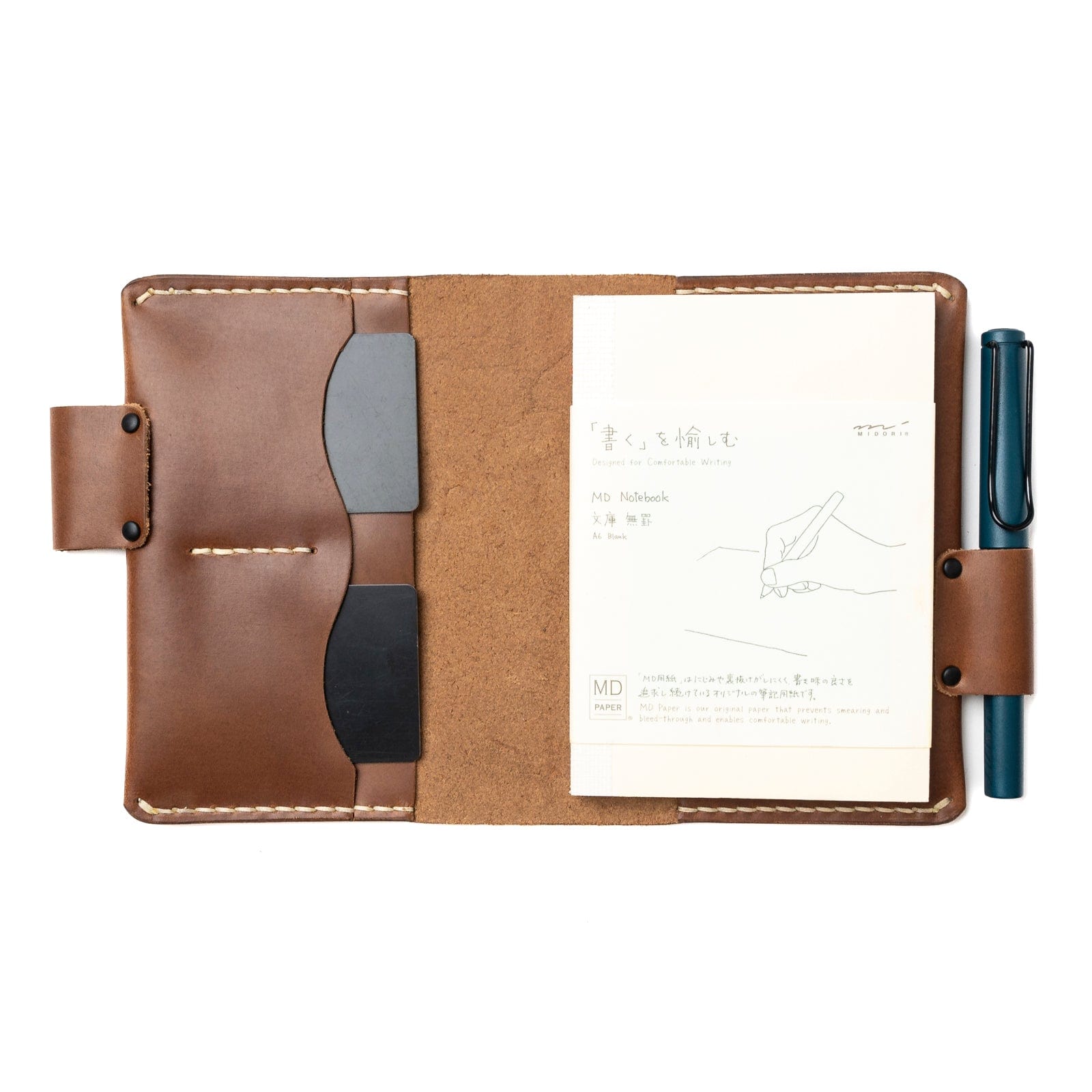 Leather Midori MD A6 Notebook Cover - Natural Popov Leather