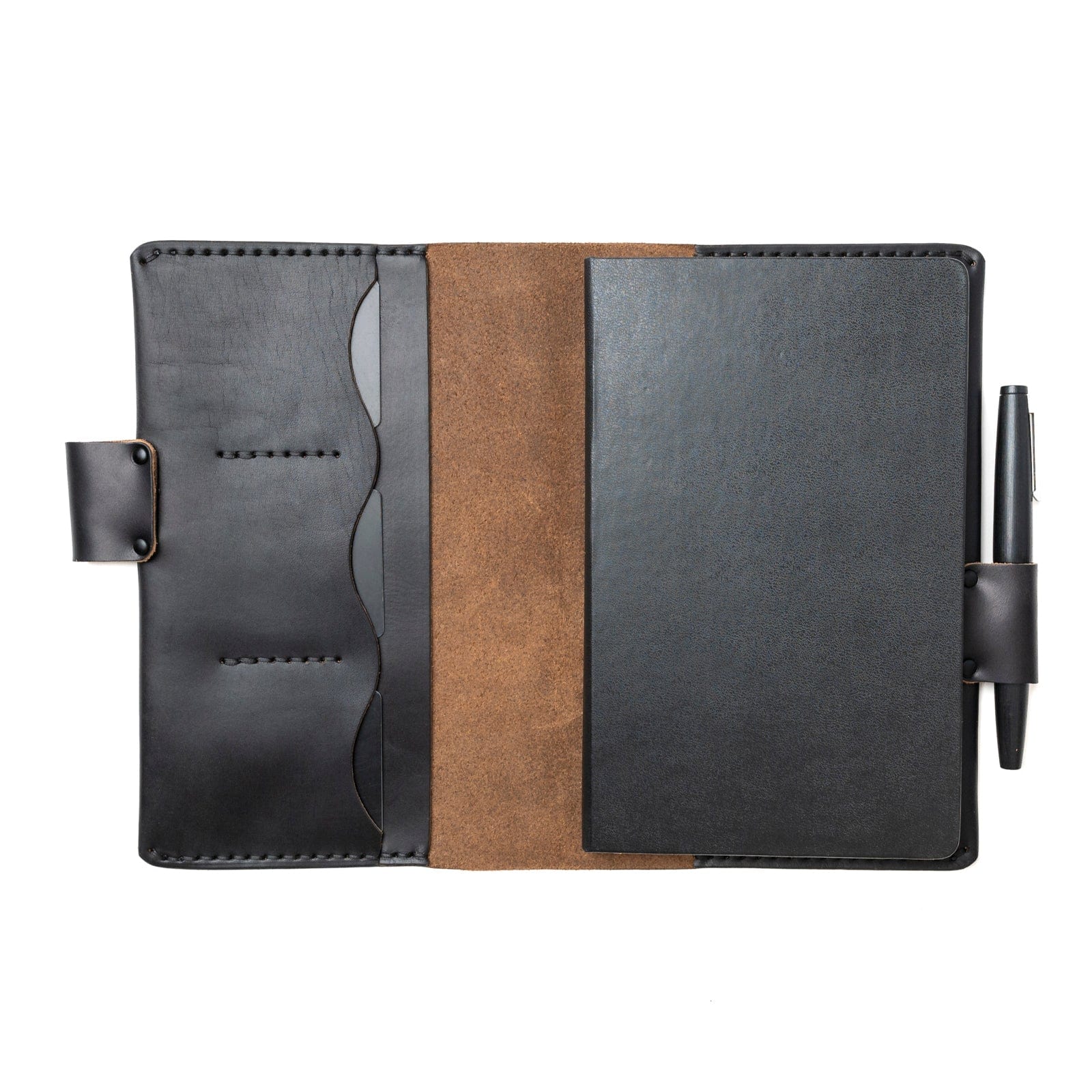 Leather Moleskine Large Notebook Cover - Black Popov Leather