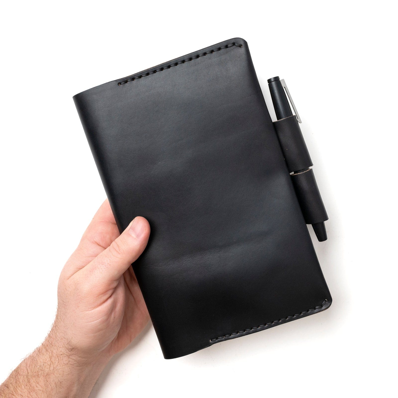 Leather Moleskine Large Notebook Cover - Black Popov Leather