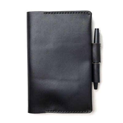 Leather Moleskine Large Notebook Cover - Black Popov Leather