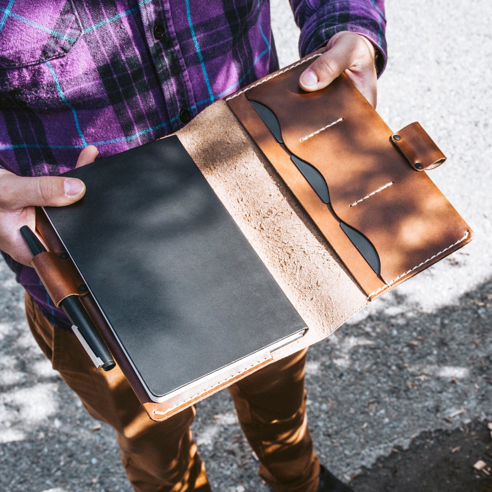 Leather Moleskine Large Notebook Cover - Natural Popov Leather