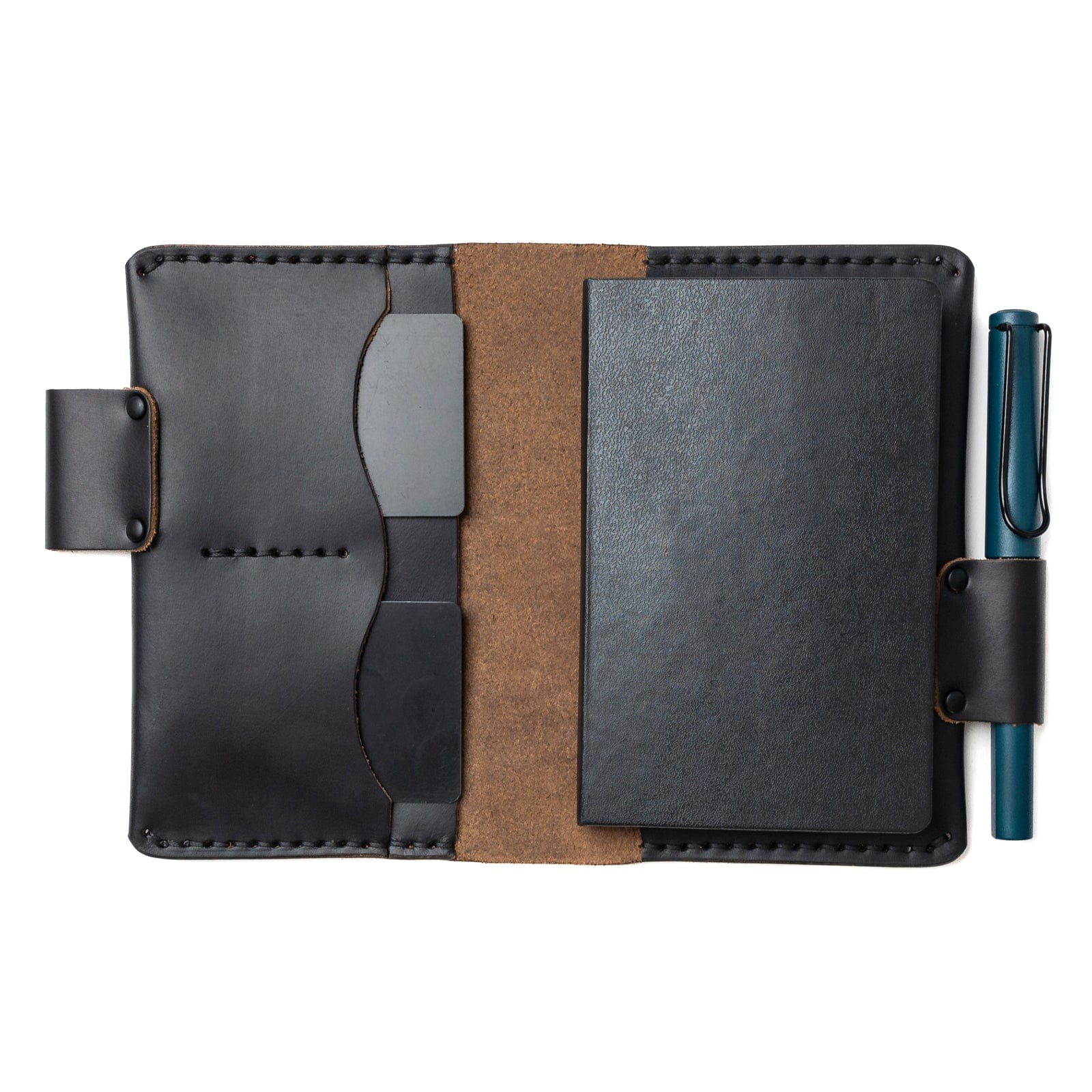 Leather Moleskine Pocket Cover - Black Popov Leather