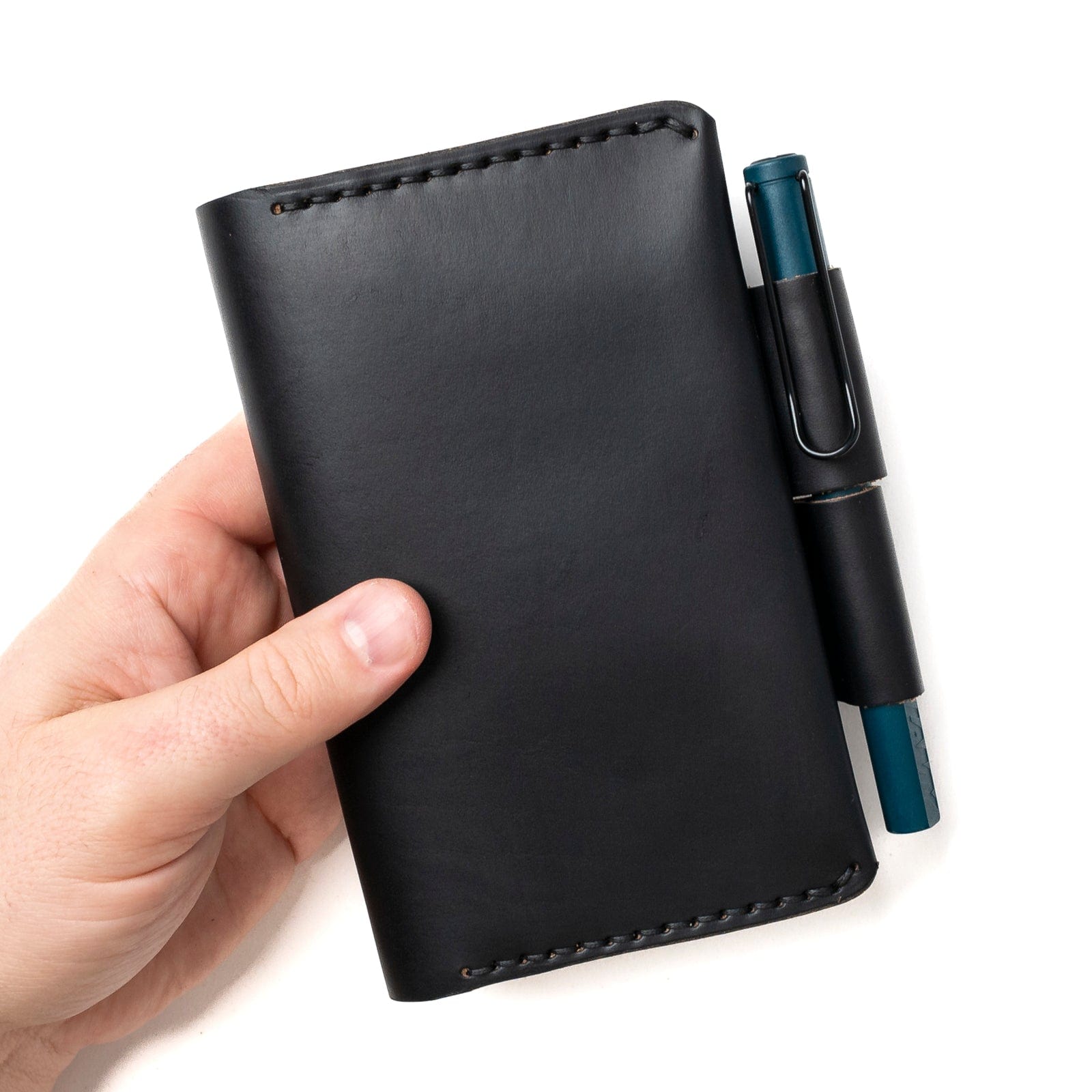 Leather Moleskine Pocket Cover - Black Popov Leather