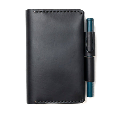 Leather Moleskine Pocket Cover - Black Popov Leather