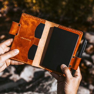 Leather Moleskine Pocket Cover - English Tan Popov Leather