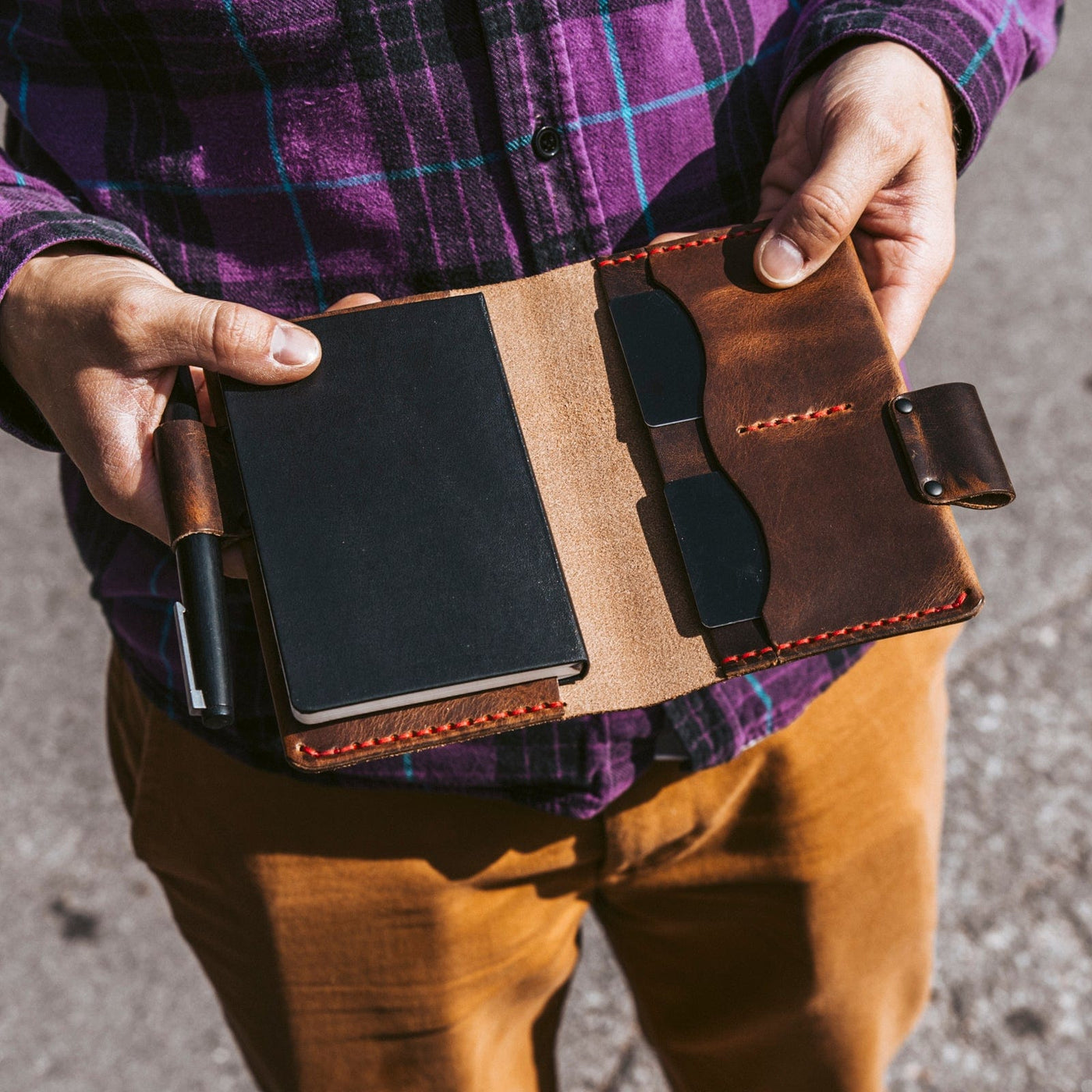 Leather Moleskine Pocket Cover - Heritage Brown Popov Leather