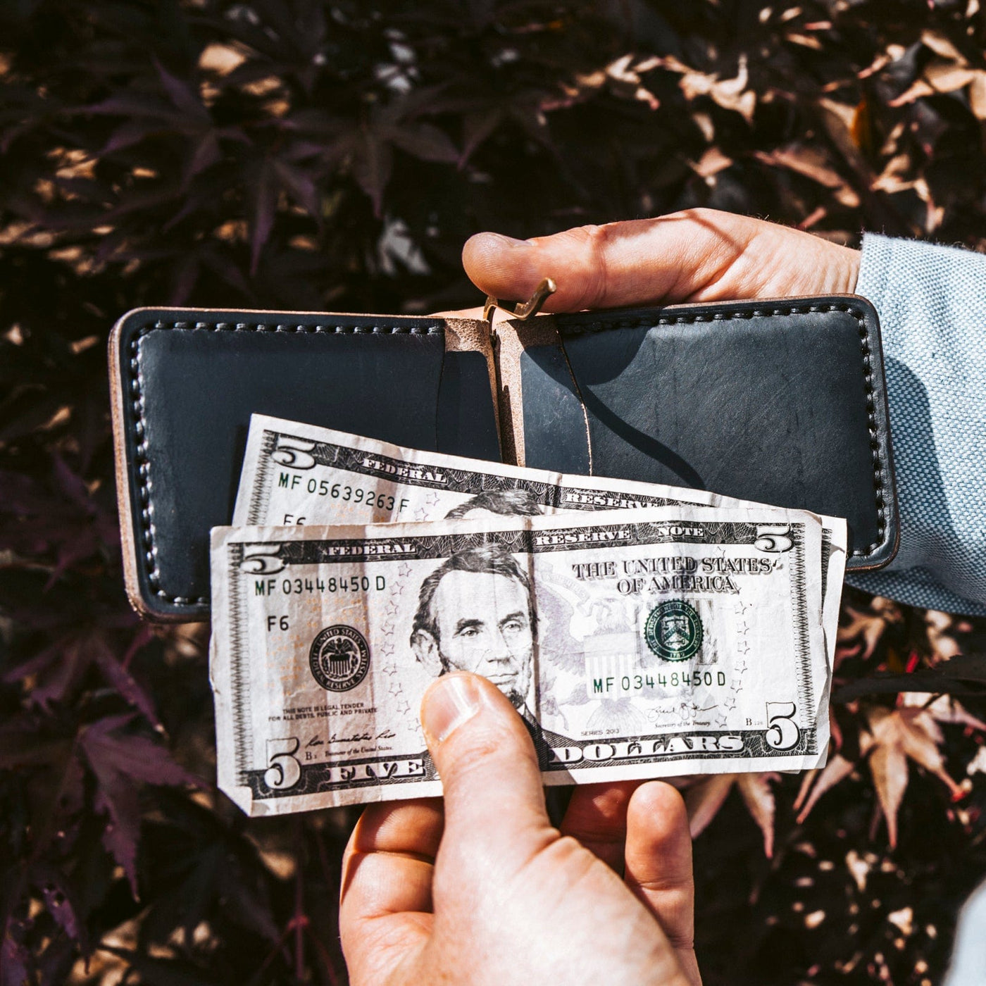 Leather Money Clip Wallet - Black Popov Leather