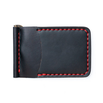 Leather Money Clip Wallet - Black Popov Leather