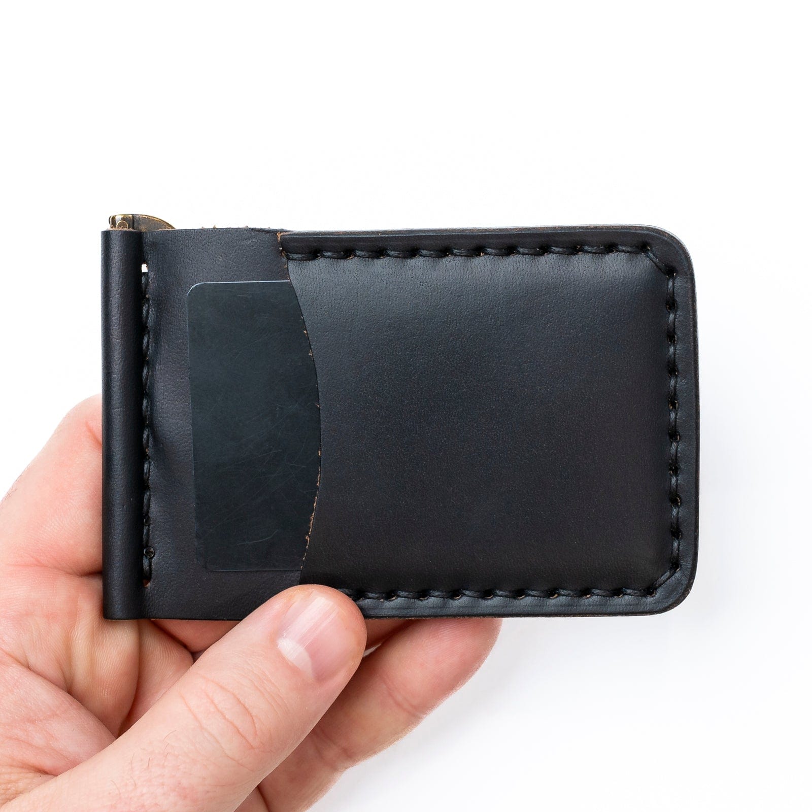 card sleeve with money clip Leather Money Clip Wallet | Popov Leather - Black