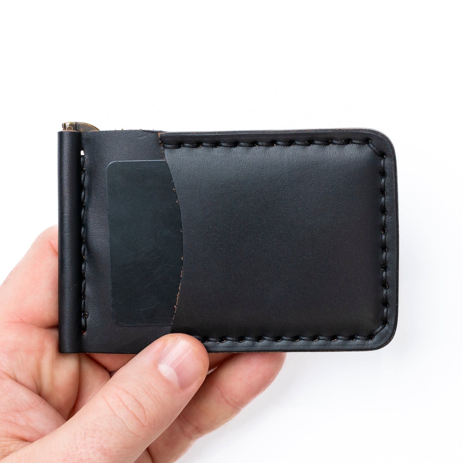 Leather Money Clip Wallet - Black Popov Leather