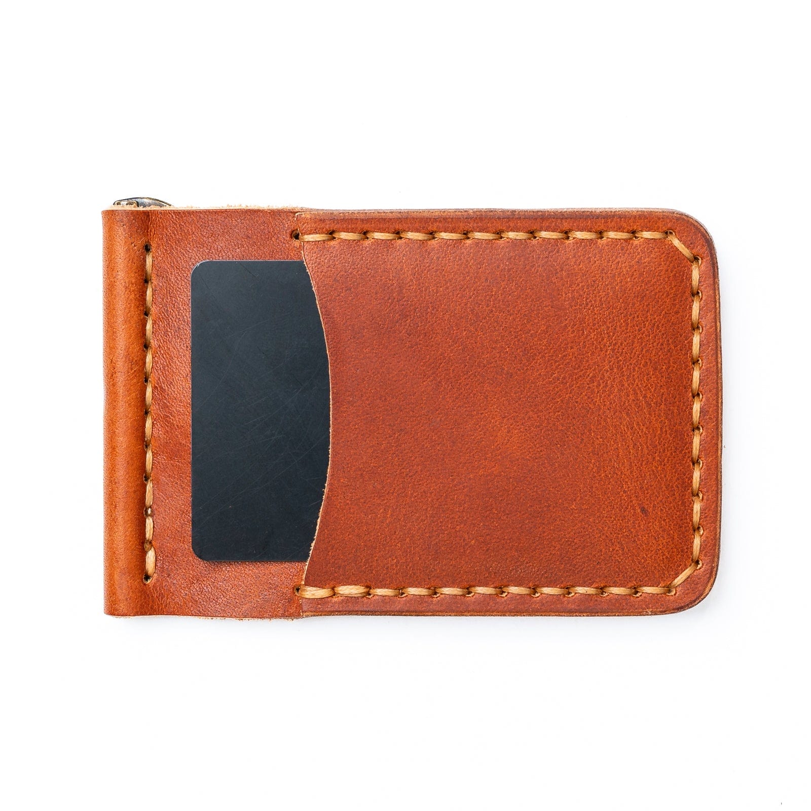 Leather Money Clip Wallet - English Tan Popov Leather