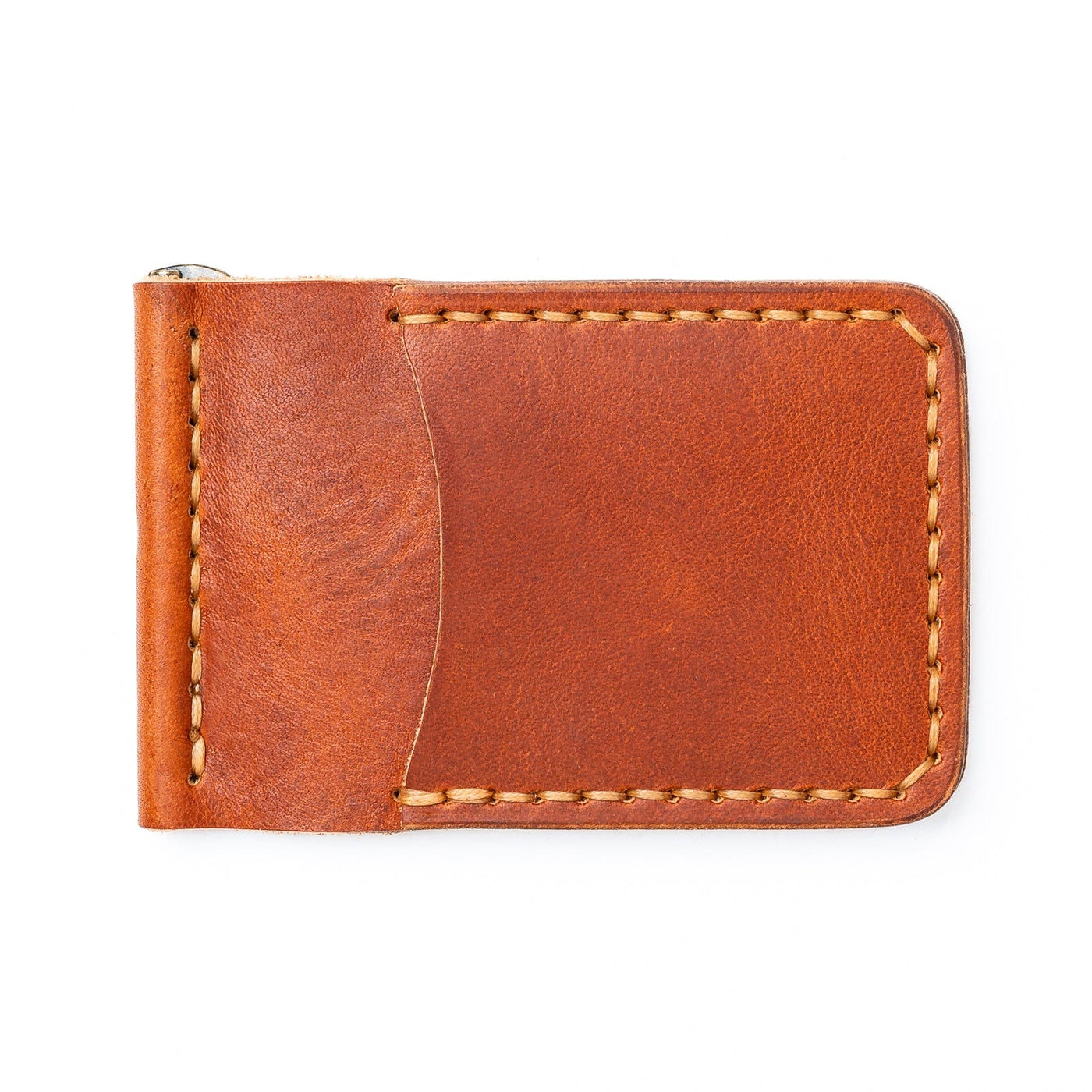 English Tan Money Clip Wallet: Secure Your Cash with Solid Brass