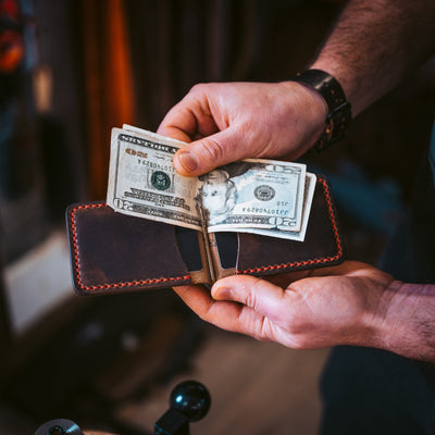 Leather Money Clip Wallet - Heritage Brown Popov Leather