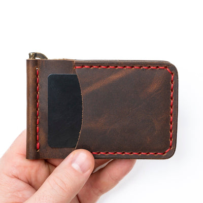 Leather Money Clip Wallet - Heritage Brown Popov Leather