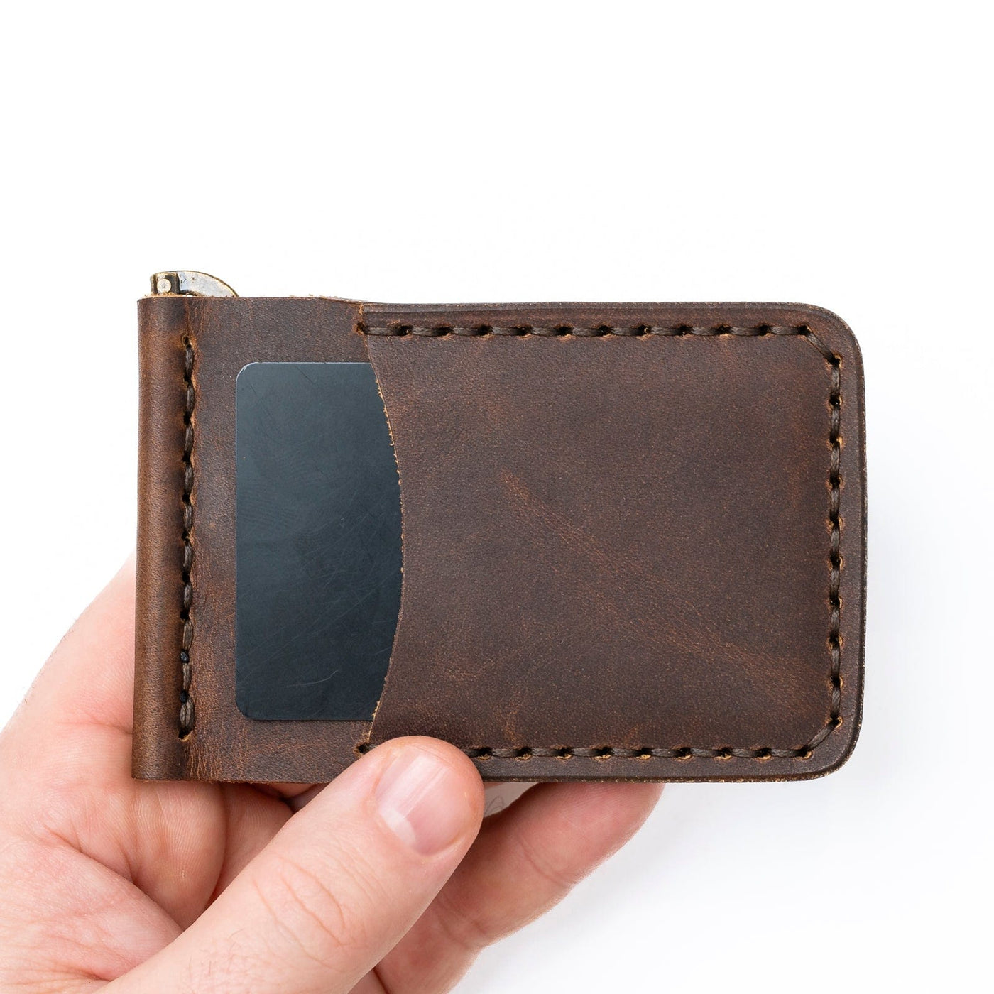 Leather Money Clip Wallet - Heritage Brown Popov Leather